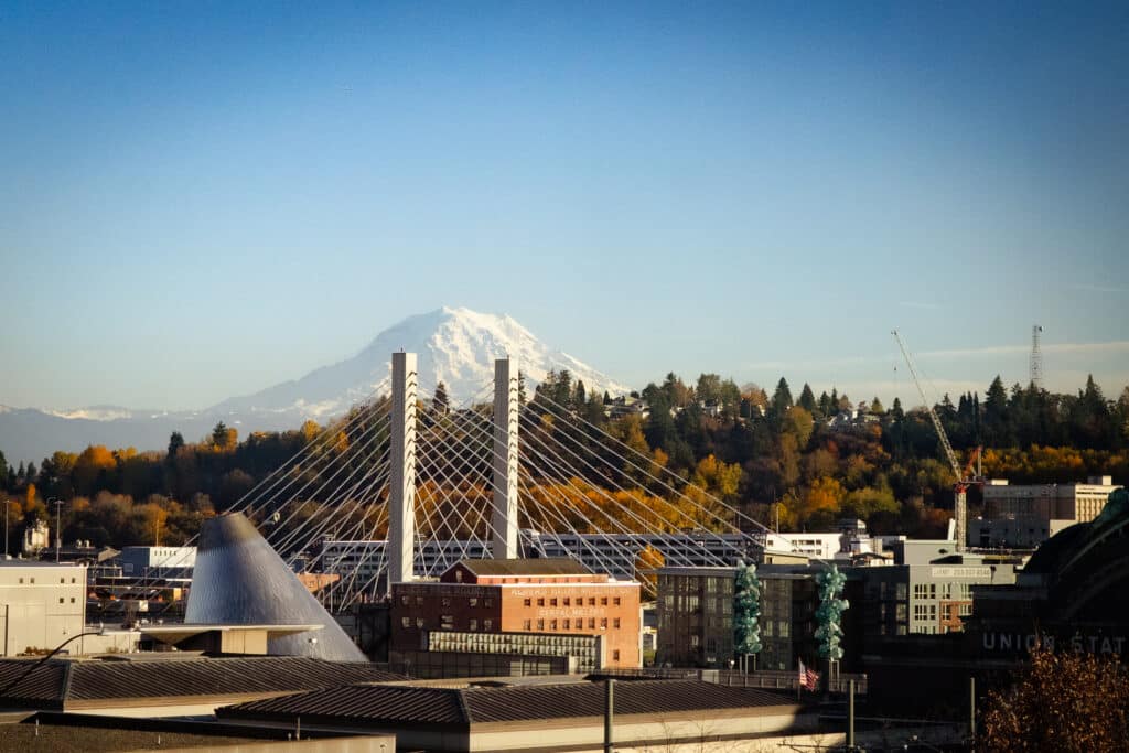 A view of Mt Rainier from the event space in Tacoma, WA at this year's WWA Conference.