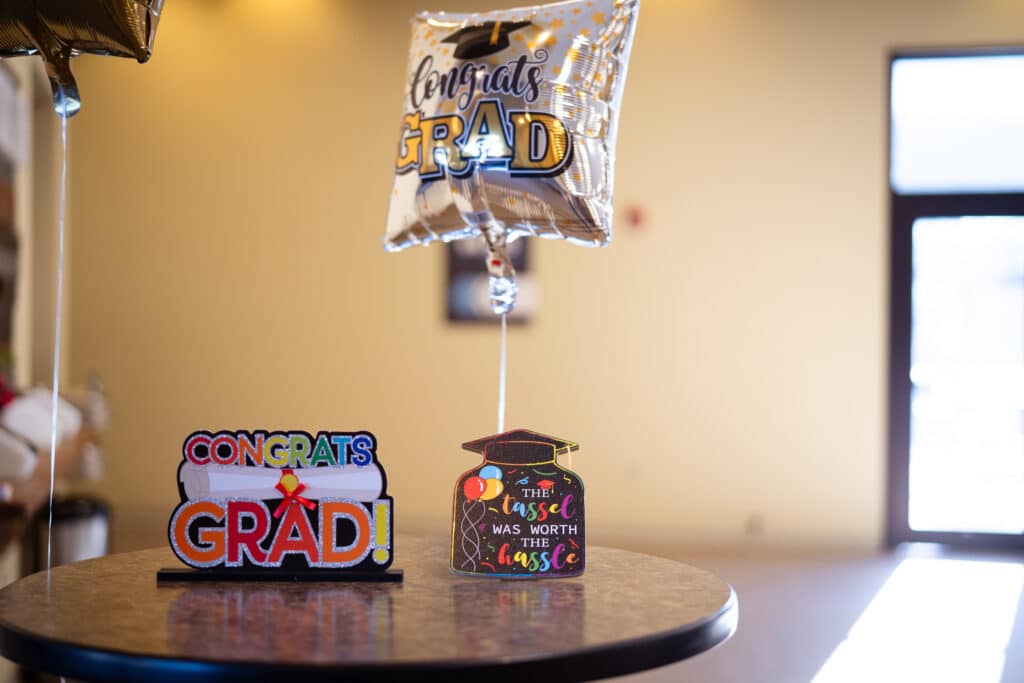 A table with graduation decoration